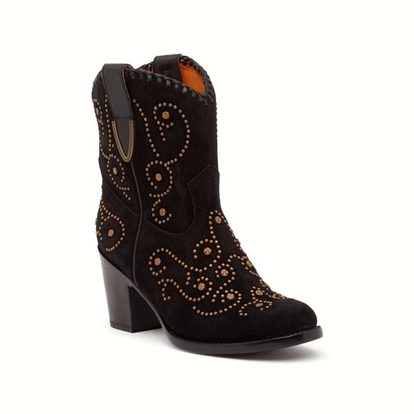 Frye VICTORIA Luxe Studs Italian Suede Leather Boots NEW Black Women's 9.5 🎉HP - Picture 2 of 13